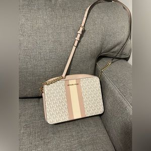 Michael Kors blush pink and vanilla camera bag crossbody